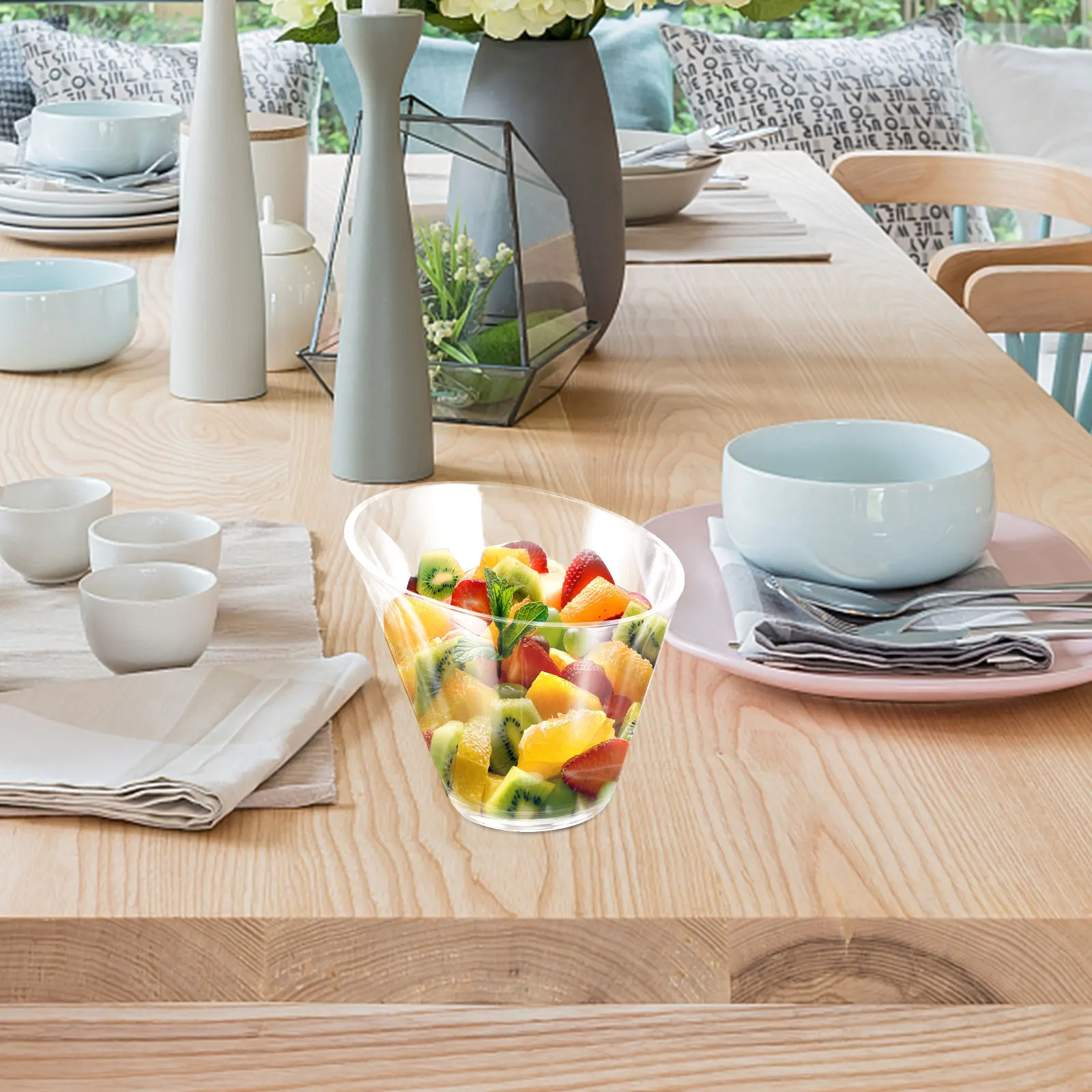 

Acrylic Inclined Bowl Food Serving Fruit Platter Container Snack Salad Bowls Dessert Key