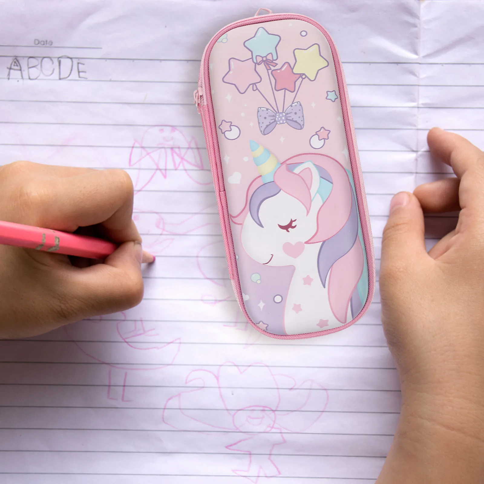 

Unicorn Pencil Case Large Capacity Kids Stationery Bag Cartoon Pen Container Durable Polyester Zipper School Supplies Compact