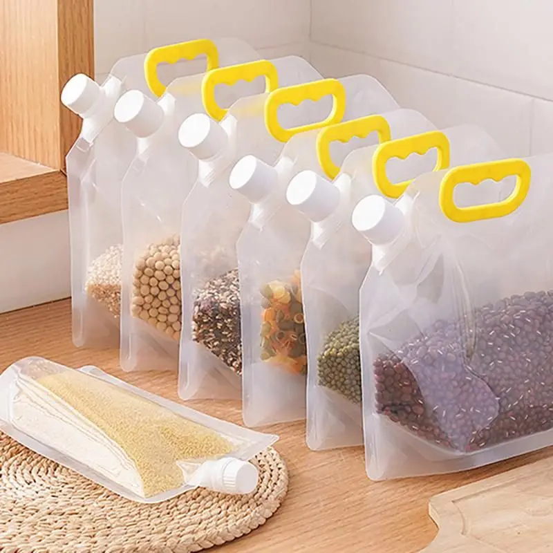 5Pcs Rice Packaging Bag Grains Sealed Bag Moisture-Proof And Insect-Proof Transparent Thickened Portable Food-Grade Storage Bag