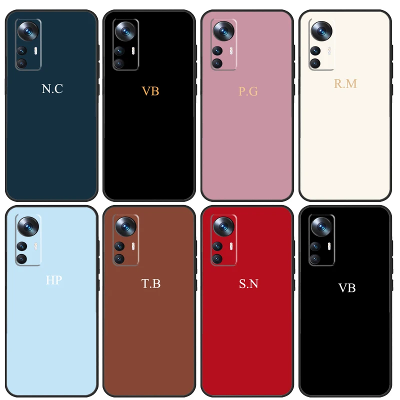 Personalised Pastel Initials Monogram Case For Xiaomi 13 13T 12T 11T 12 Lite 14 Pro 12X POCO F5 Pro X5 X3 M5 X4 F3 F4 C65 Cover