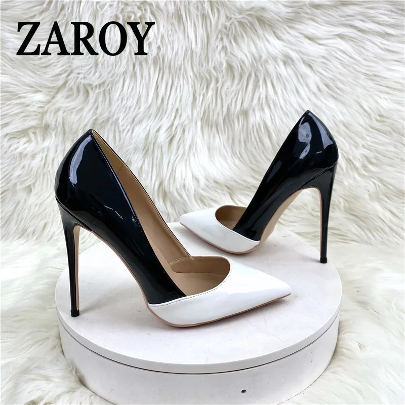 【Outlet Clearance】New style black and white pumps pointed thin heels shallow mouth shoes multicolor office women shoes