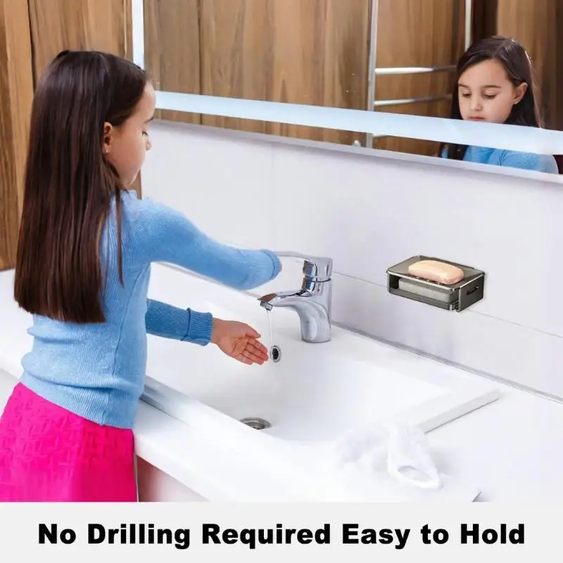 

652F Bathroom Wall Soap Tray with Suction Cup Mount Rustproof Bathroom Soap Shelf