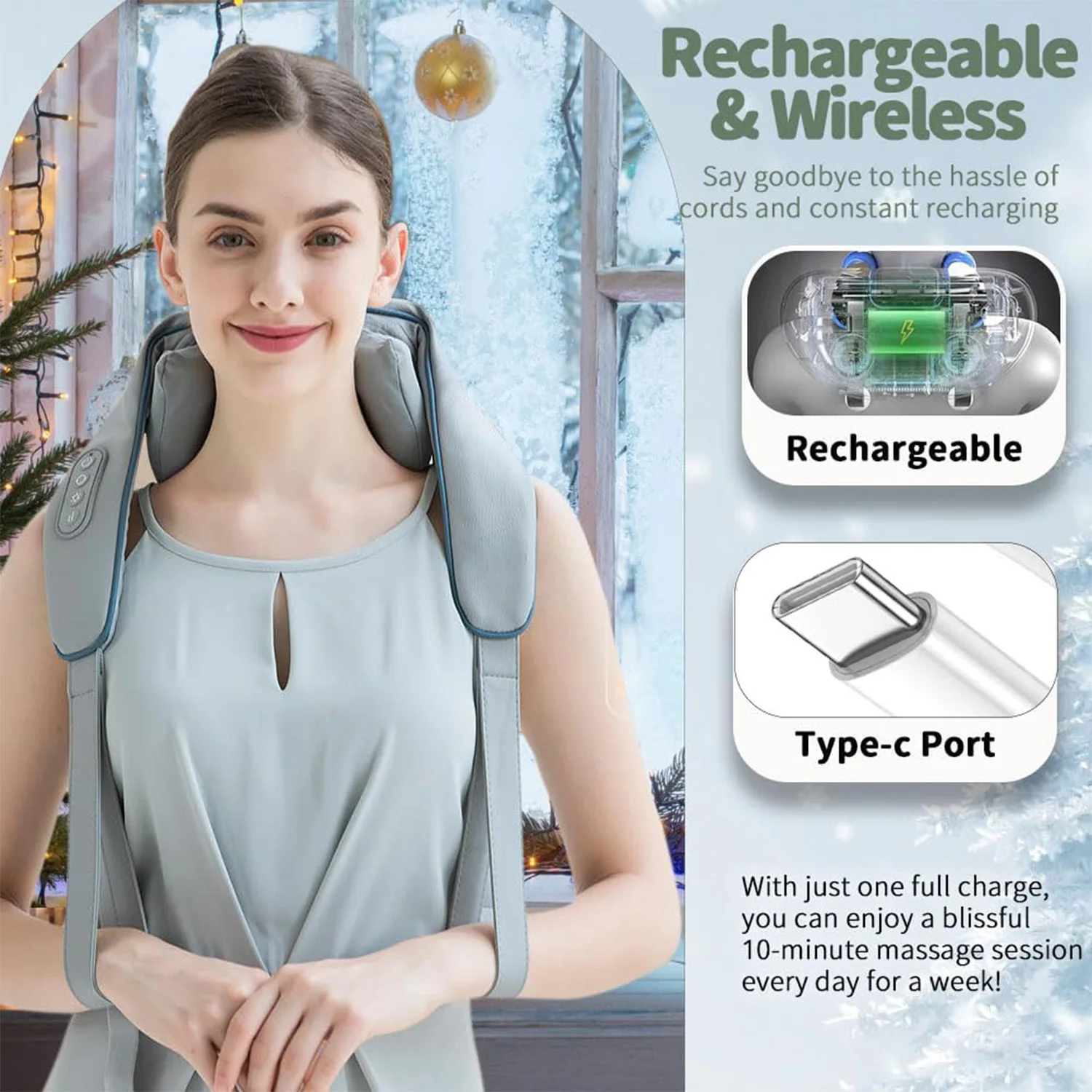 مدلك الرقبة والكتف مدلك الظهر الساخن على شكل حرف U وسادة تدليك كهربائية للعجن العميق للجسم والخصر والساق #3