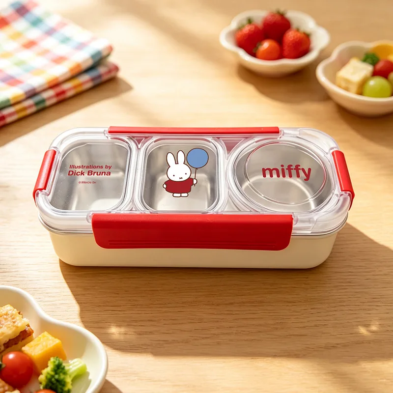 Neue Miffy-Kaninchen-Lunchbox aus Edelstahl mit Fächern, hochwertig, kreativ, persönlich, niedlich, lustig, für Mittagessen und Picknick – Detail 6