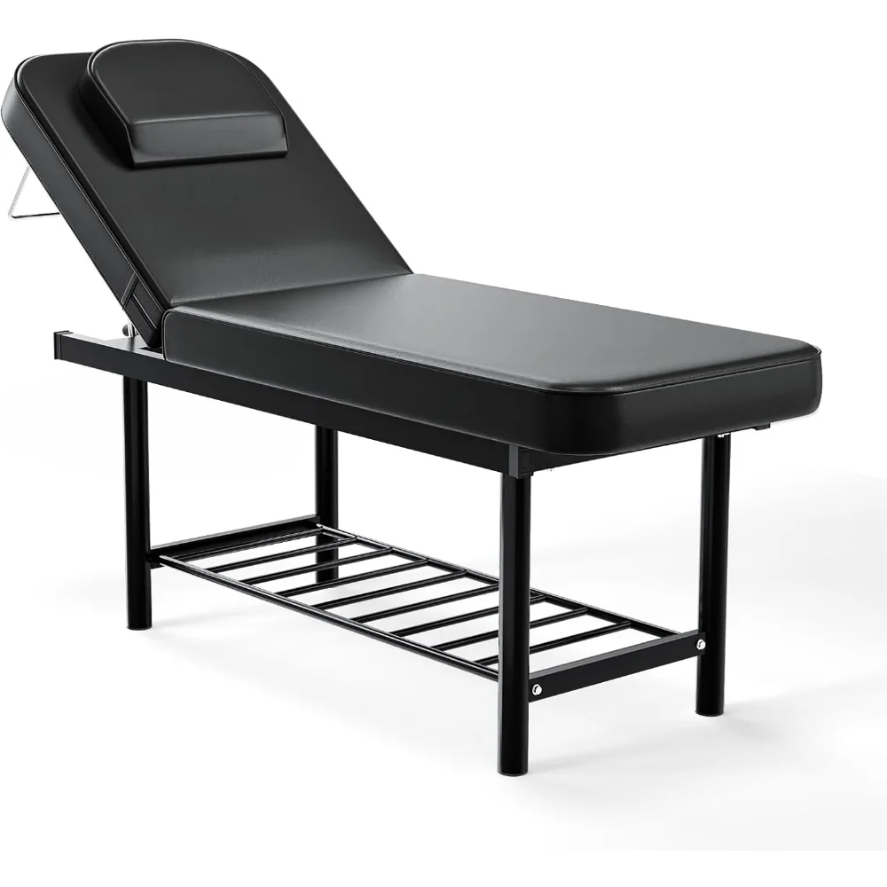 Professional Massage Bed Massage Table, Esthetician Bed with Removable Headrest, Stationary Physical Therapy Table with Adjustab