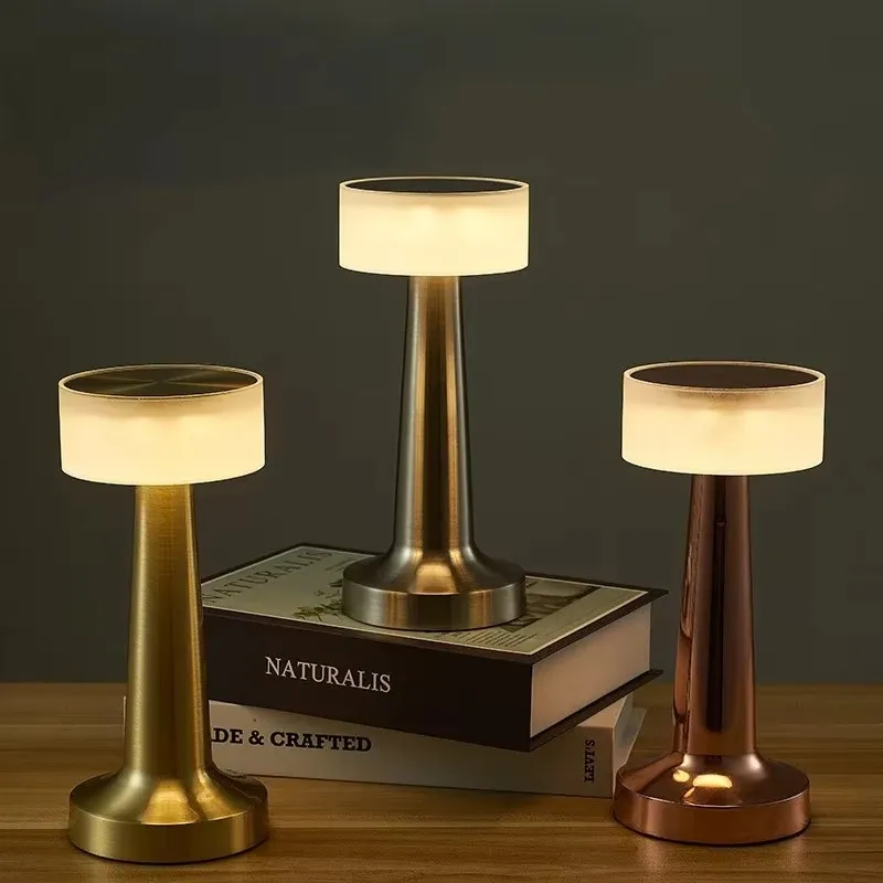 

Cordless LED Table Lamp Metal Bar Restaurant Desktop Decor Night Light Rechargeable Touch Sensor Wireless Bedroom Reading Lamp