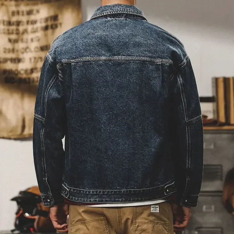 Manteau de cow-boy en denim décontracté pour hommes, vestes carillon lavées, vêtements populaires coréens, hiver 2024, Y2k, nouveau