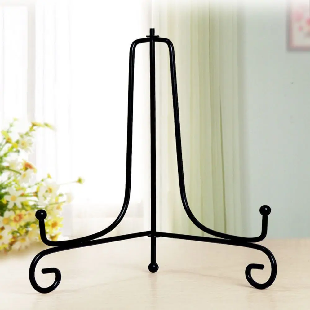 1PC Craft Bracket Book Holder Photo Pedestal Bowl Picture Frame Black Iron Plate Rack Display Stand Easel