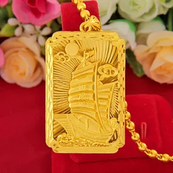 Luxury Gold Plated Smooth Sailing Men's Filled Thick Gold Pendant Engagement Birthday High Jewelry Without Chain