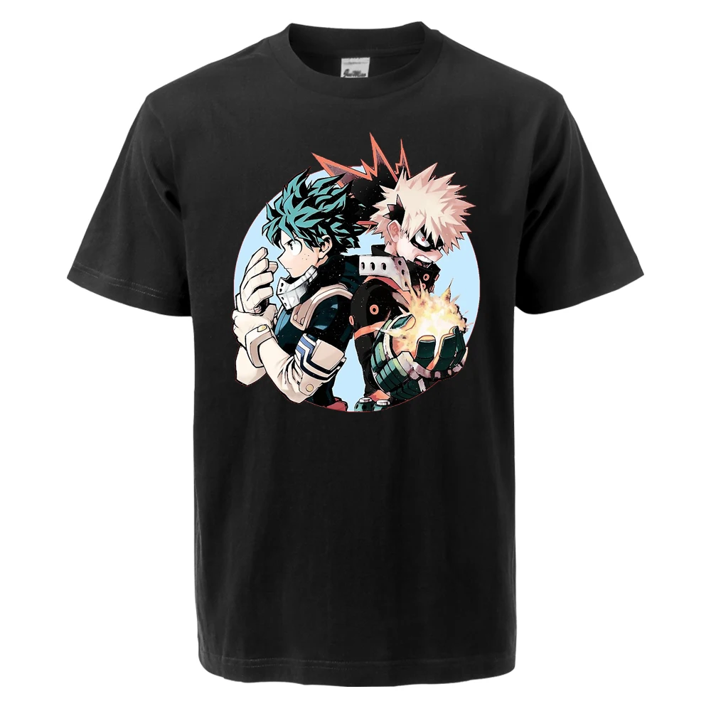 My Hero Academia Deku Bakugou Japan Anime Summer Man Hip Hop T-Shirts Cotton Tee Shirts Man Tee Tops Hip Hop Short Sleeved