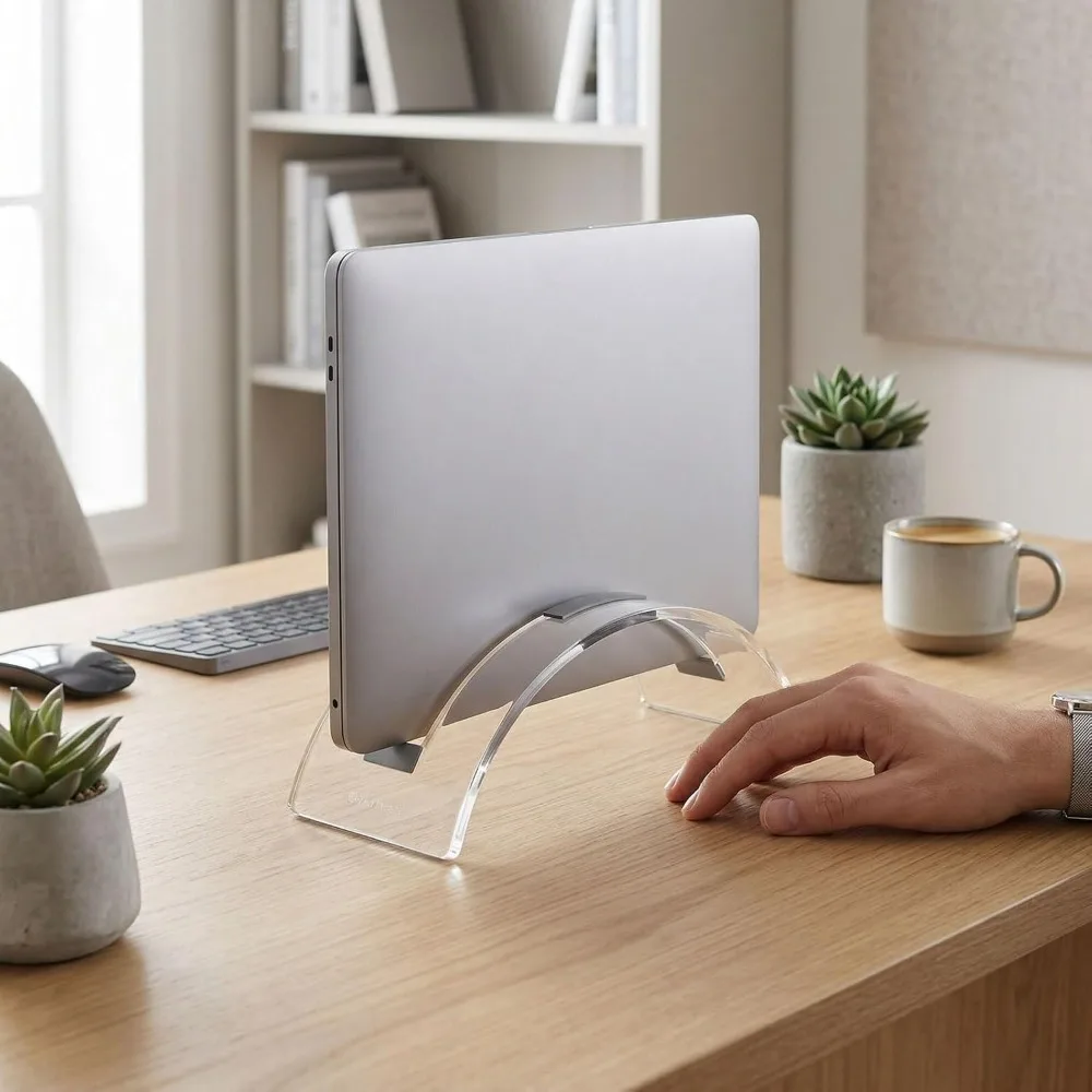 Invisible Minimalist Acrylic Laptop Stand Adjustable Transparent Vertical Laptop Stand Notebook Dock Desk Organization