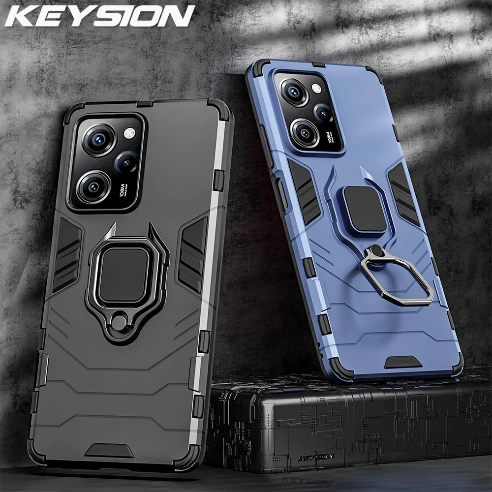 

KEYSION Shockproof Armor Case for Xiaomi POCO X5 Pro 5G X4 GT Ring Stand Bumper Phone Back Cover for POCO X5 5G