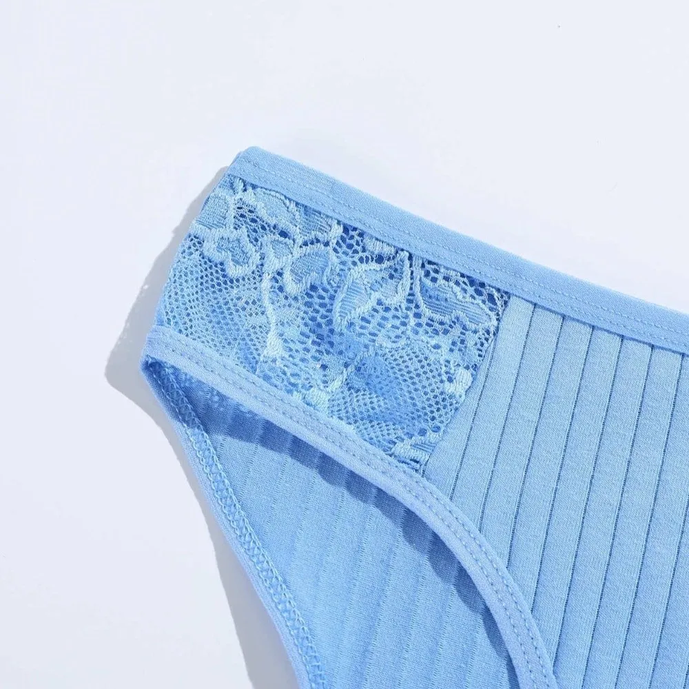 Comfortable Lace Lace Underpants Low Waist Solid Color Women's Underwear Briefs Cotton Triangle Panties Lady