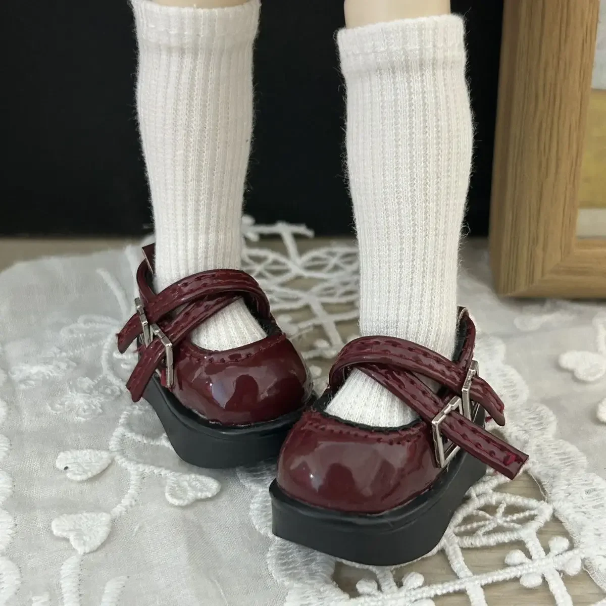 1/4 1/6 Doll's Shoes for 45/30cm Bjd Doll Size 6*2.5cm or 4.5*2.2cm Thick Soled Round Toe Shoes Toy Doll Accessories, No Doll