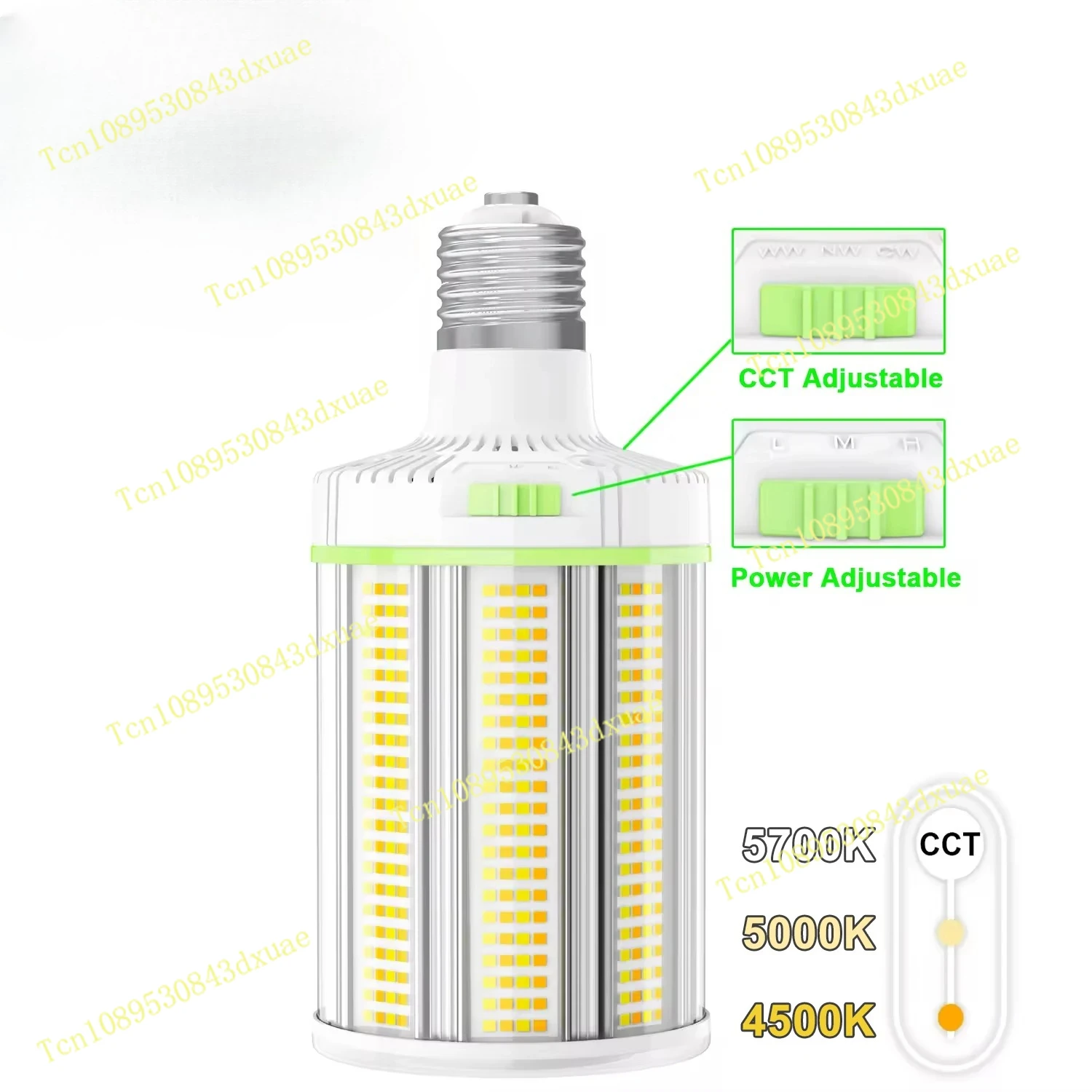 Bombilla LED de maíz con ahorro de energía, 60W-150W, nuevos productos de potencia ajustables con E39/E40 CCT, perfecta para almacenes