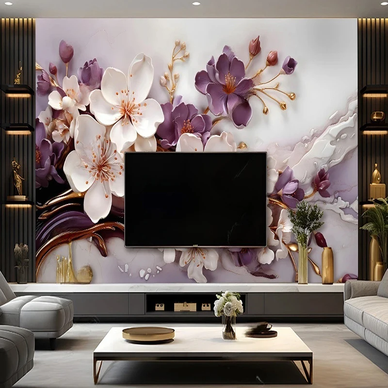 Custom Photo Wallpaper Art Decor Flowers Hanging Painting Modern Bedroom Living Room TV Background Wall Mural Building Supplies