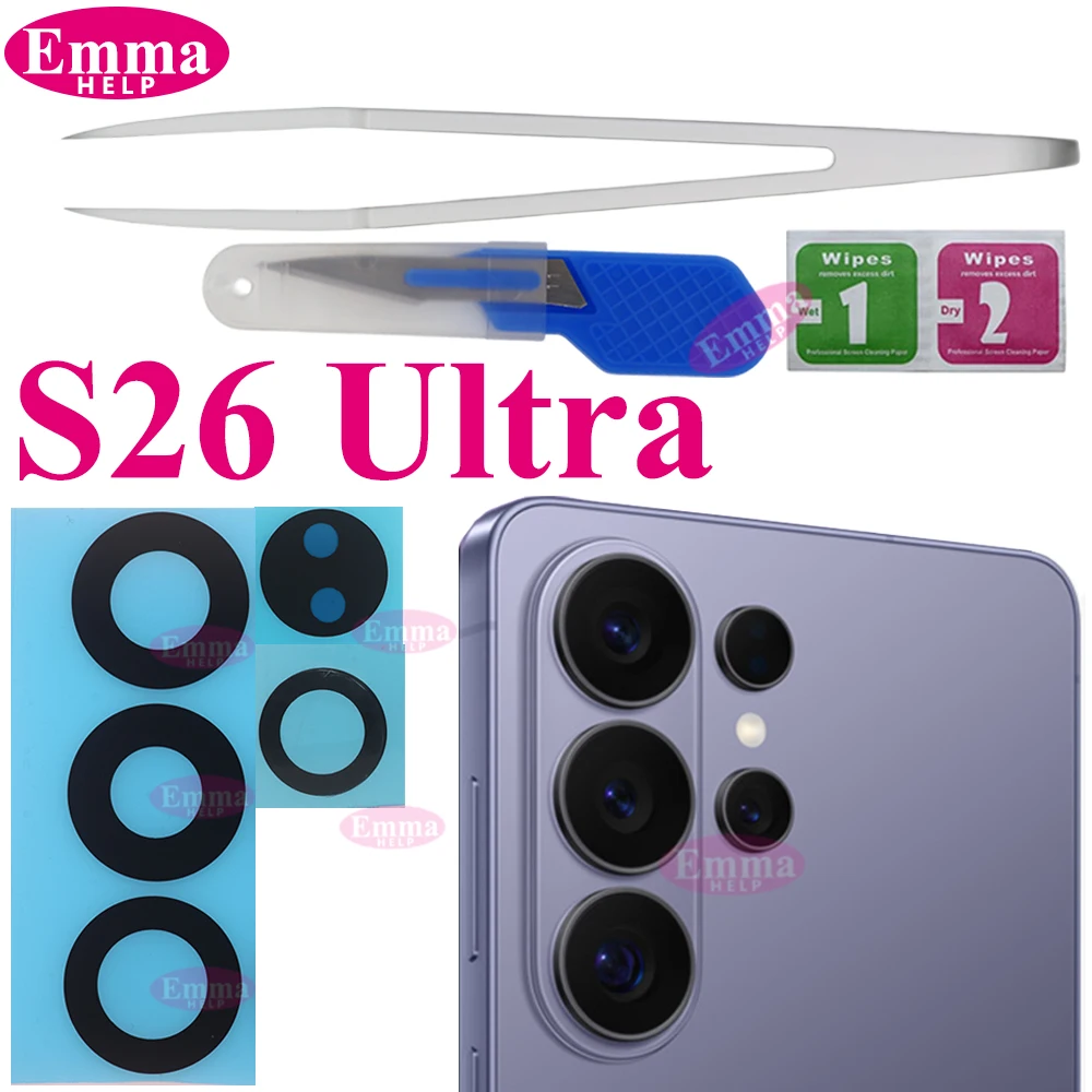 Camera Lens Glass for Samsung Galaxy S26 S25 S24 S23 Ultra Plus Rear Back Camera Glass Replacement Repair Parts with Adhesive image 4