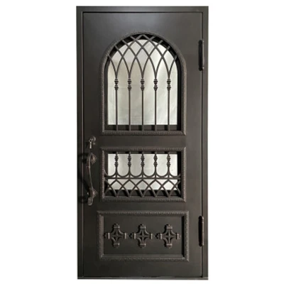 Custom High Quality Manufacture Wrought Iron Front Doors Iron Single Door Design