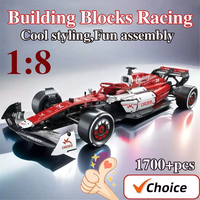 New 1:8 F1 Technical Racing Car 1700+PCS Building Set Model Creative Cool Collectible Model Car Toy Birthday Festive Gift Giving