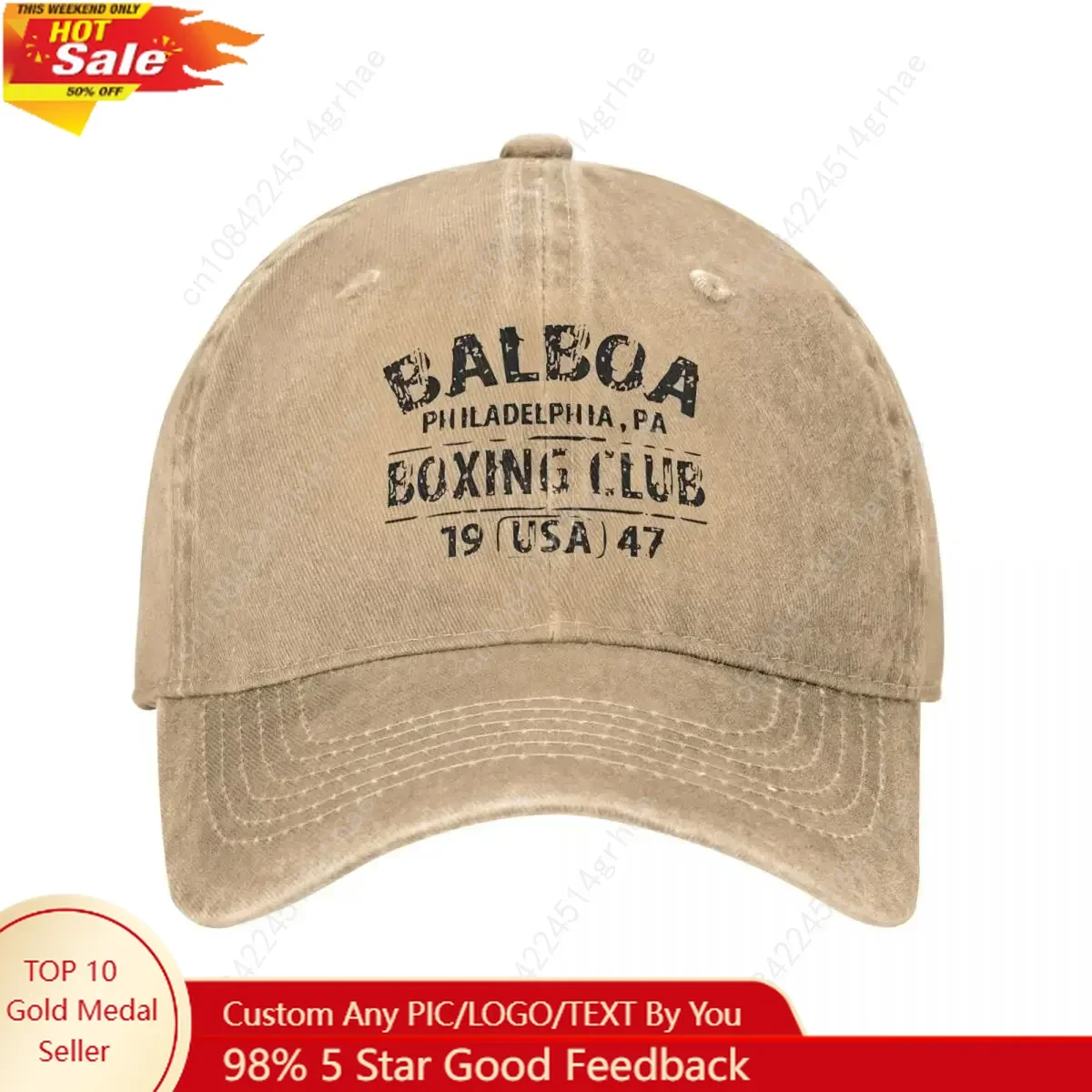 

Vintage Balboa Boxing Club Movie Philly Baseball Cap Men Women Distressed Denim Washed Sun Cap Work Outdoor All Seasons Gift Hat