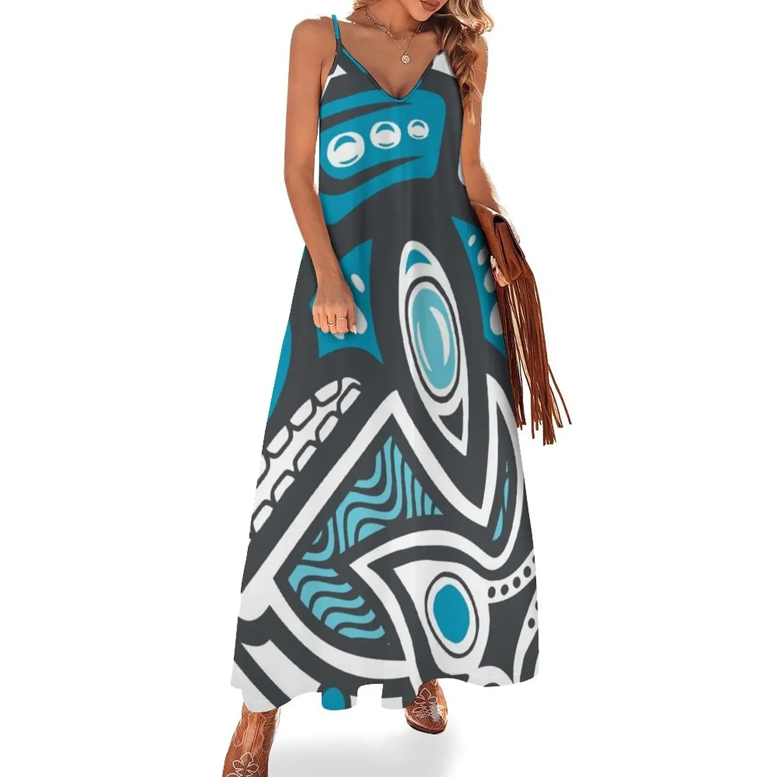 

Orca Shamanic Animal Emblem - Grey Blue Sleeveless Dress dresses for womens Cocktail of dresses Dress