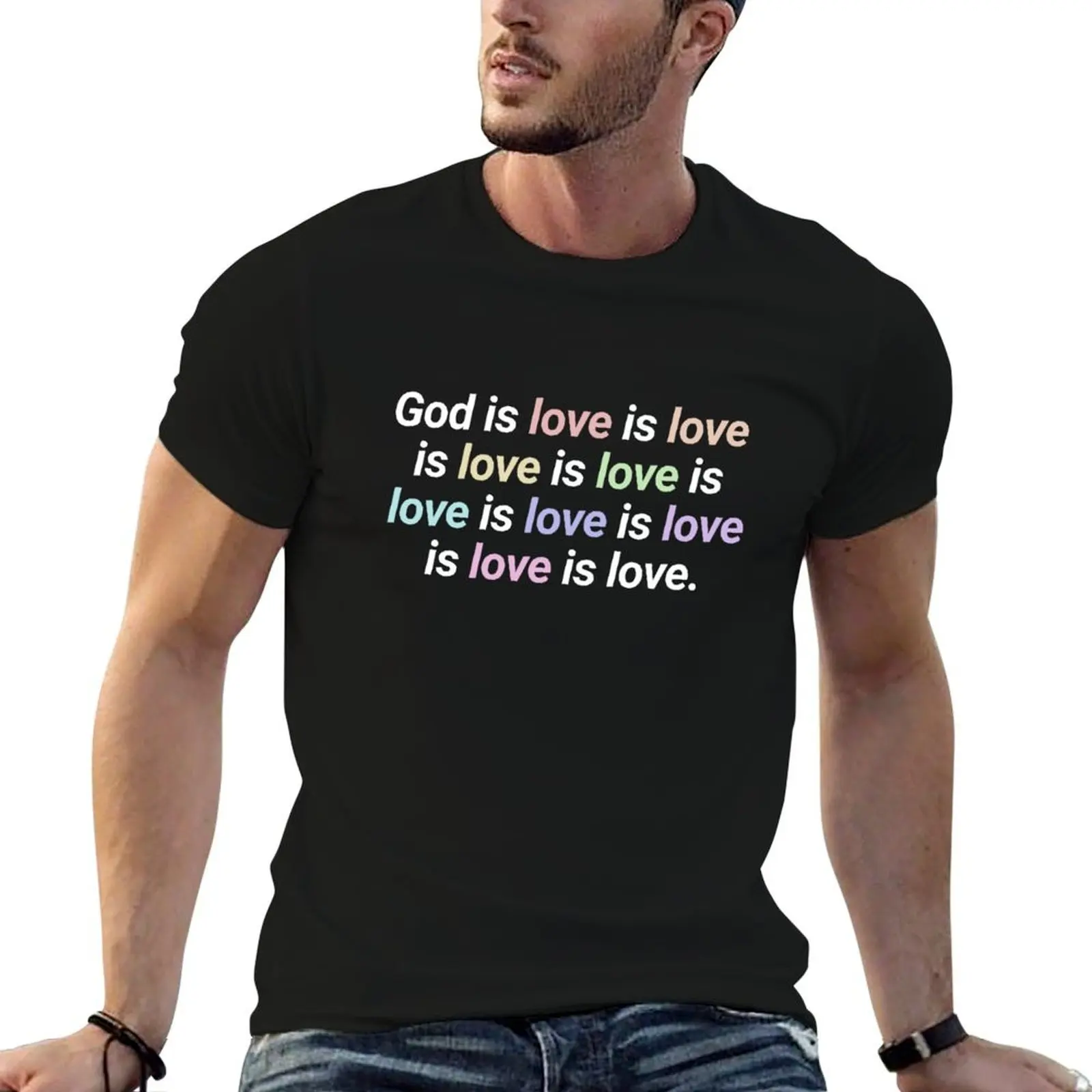 God is Love is Love T-Shirt Breathable Basic Cotton T-Shirt