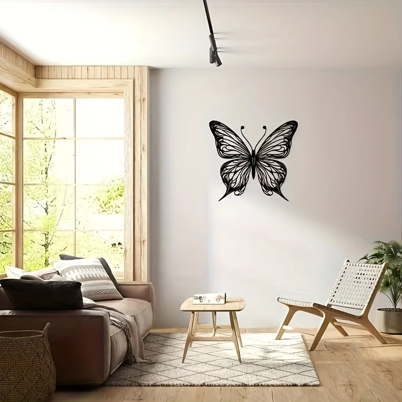

1pc Modern Metal Butterfly Wall Sculpture, Elegant Animal Theme Art, Indoor Graphic Wall Mount Decor, Original Wall Art