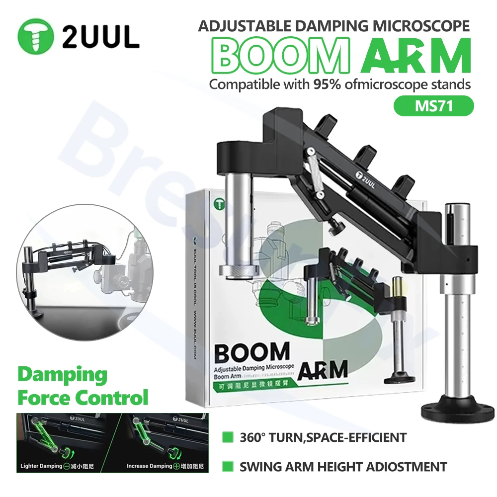 Bras articulé pour microscope 2UUL MS71 à amortissement réglable pour la réparation électronique, l'inspection des circuits intégrés et la fixation de microscopes
