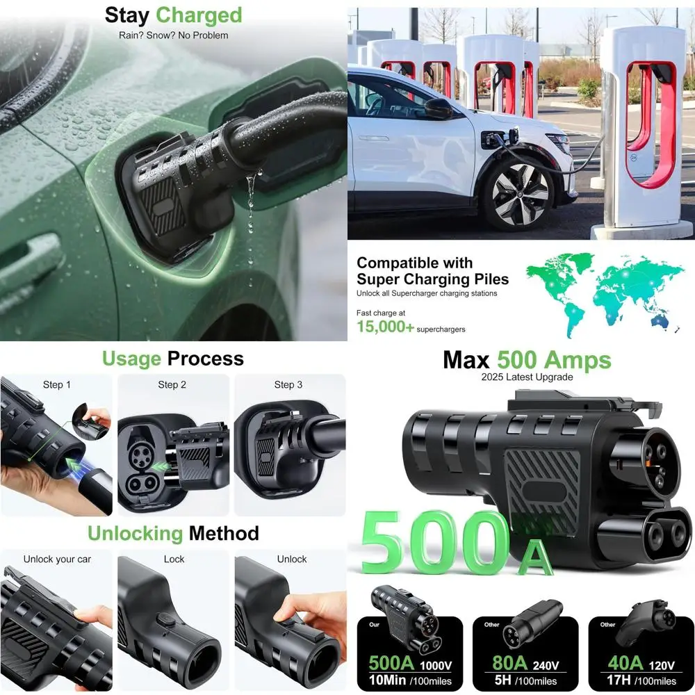 محول مركبة كهربية NACS إلى CCS1 مطور لعام 2025، متوافق مع شاحن Tesla Supercharger إلى محول شاحن CCS 500 A/1000V، Fast C #1