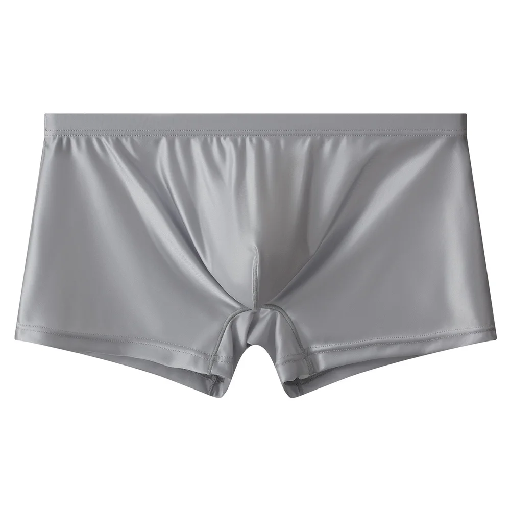 

Мужские однотонные коричневые атласные трусы-боксеры из гладкого ледяного шелка: высокоэластичные, дышащие, бесшовные, мягкие и комфортные шорты-брифы