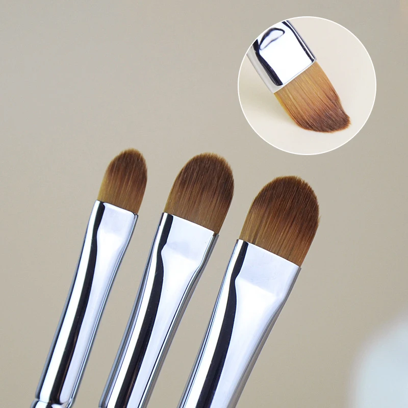 Pennello per trucco per fondotinta sottile rotondo piatto di 3 dimensioni Pennello per eyeliner per labbra correttore misto crema liquida per contorno professionale