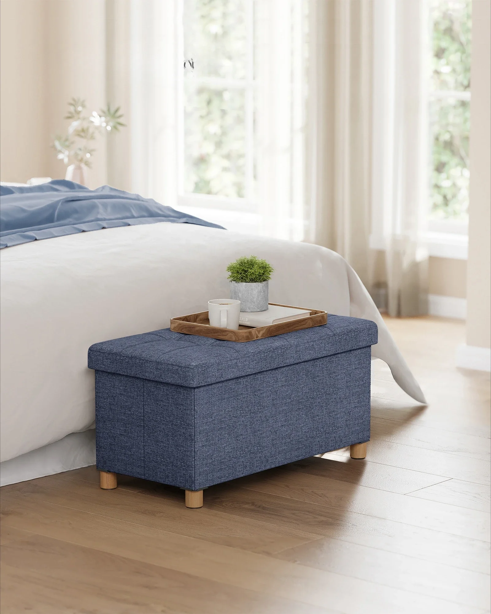 -Arge Capacity Foot Rest Stool Portable Ottoman Bench Folda…