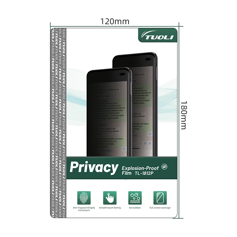 Imagem -06 - Tuoli Tl1812p 180*120 mm Anti-spy Tpu Hydrogel Celular Matte Privacidade Folhas Protetor de Tela para 168 Máquina de Corte de Filme