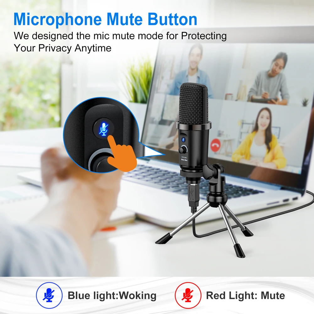 ميكروفون مكثف Bee DM19 جديد للكمبيوتر الشخصي وميكروفون USB وميكروفون احترافي لتسجيل ألعاب الكمبيوتر على YouTube