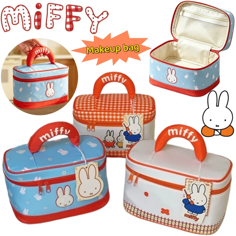 Nouvelle trousse de toilette Miffy Rabbit, grande capacité, imprimé dessin animé, portable, pour voyage, sac de rangement mignon pour extérieur
