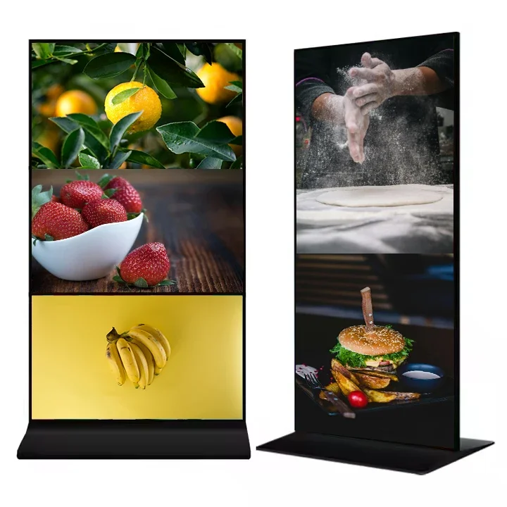 70 75 86 Inch LCD  Indoor floor Standing 4K Narrow Bezel Splicing Android Full Screen Digital Signage And Display