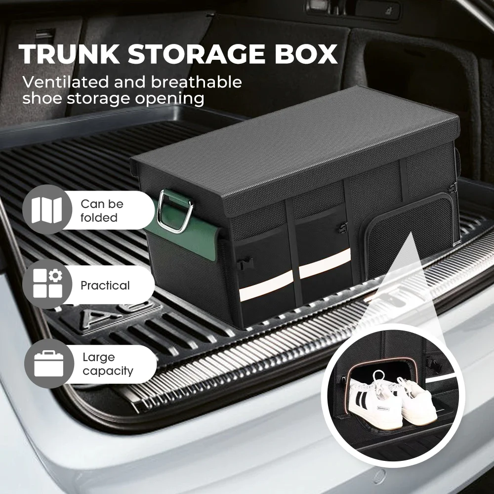 

Foldable Trunk Storage Box Waterproof Oxford Cloth 36/72/112L Large-Capacity Car Organizer for Camping/Fishing Easy to Carry