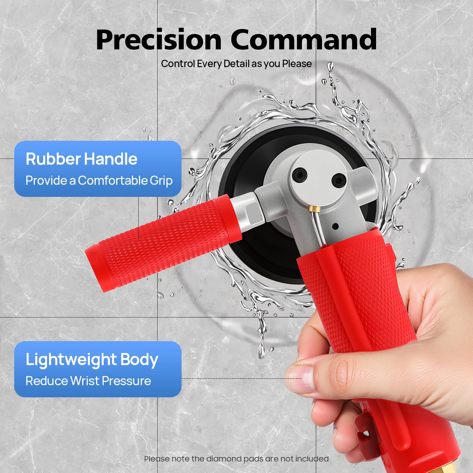 

4 Inch Air Pneumatic Sander,Mill Wet Polisher Tool Machine,Air-Powered Stone Polisher for Polishing Marble,Granite,Ceramics