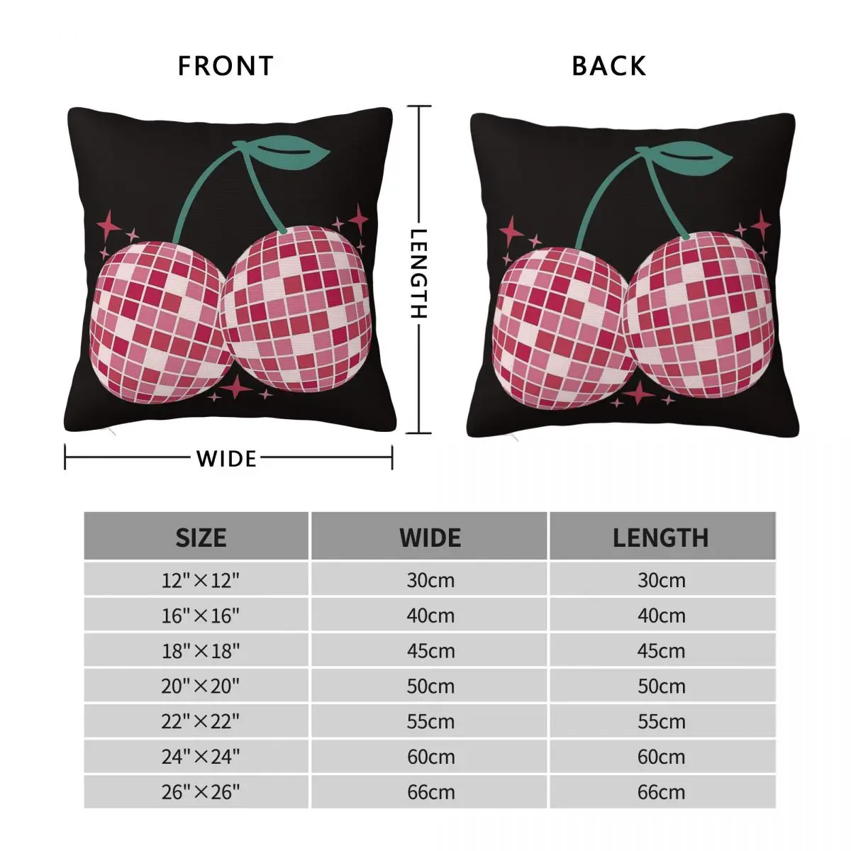 Disco Ball Cherries Groovy Pillowcase Polyester Linen Velvet Pattern Zip Decorative Pillow Case Room Cushion Cover