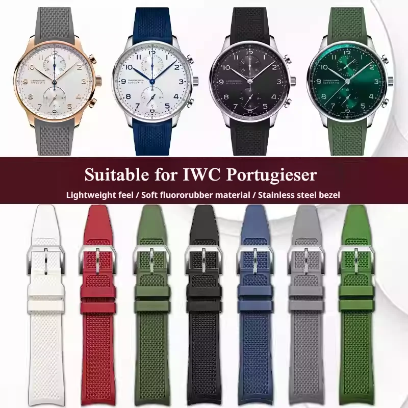 20mm-fkm-カーブエンド時計ストラップ-iwc-ポルトギーザー用-ステンレススチールエンドピース-iwc-オリジナルピンバタフライバックル時計バンド