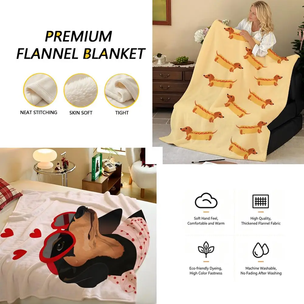 Animal s-sausage d-dogs Throw Flannel Blanket, Soft Warm, Durable & Washable cute Cool