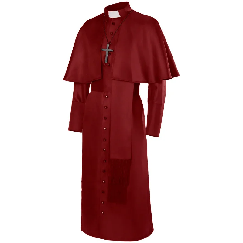 Costume da prete medievale Colore puro loween Cisas Abito monastico Cowl Ne Godfather Abbigliamento da palcoscenico etnico da donna