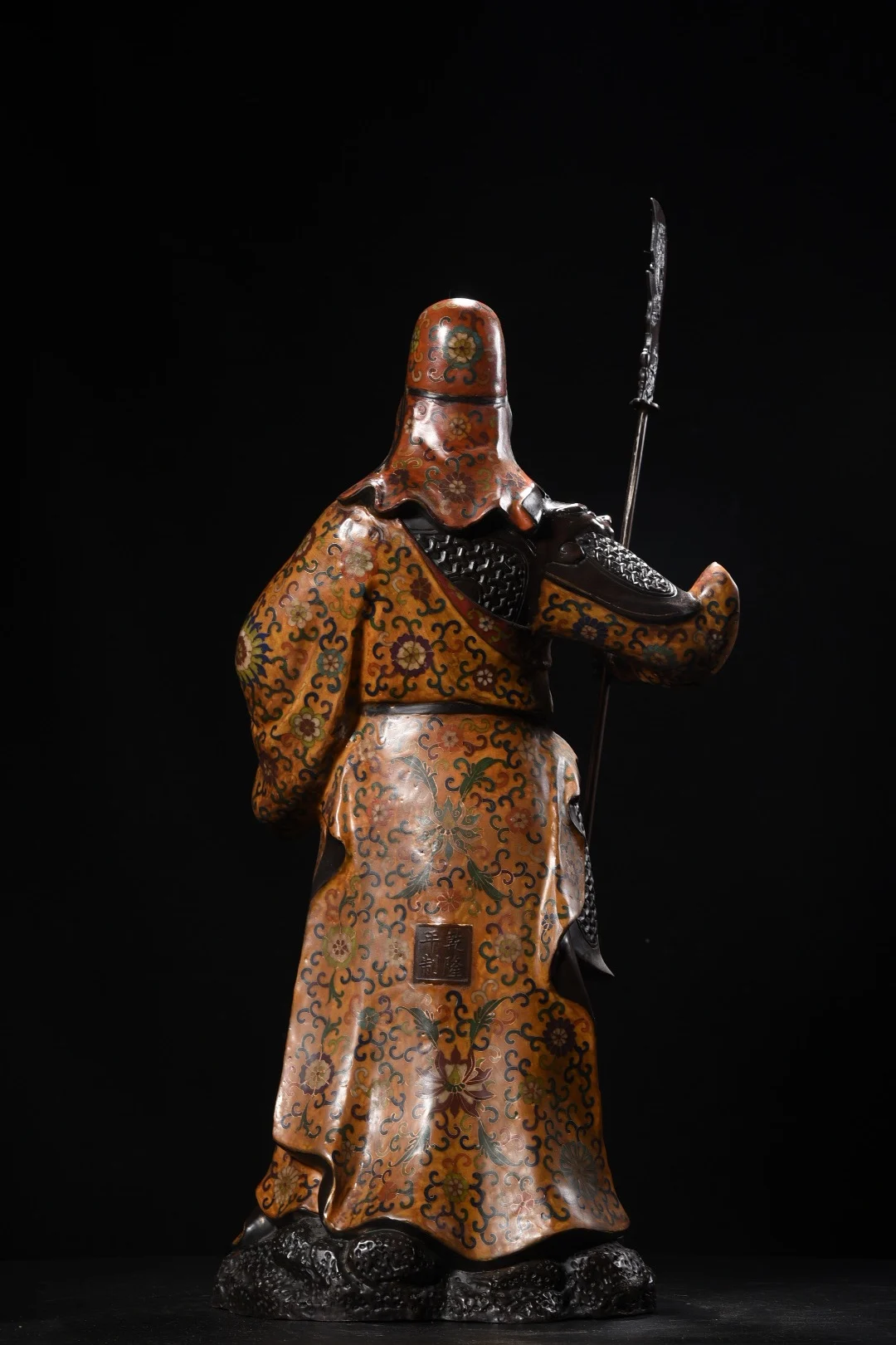 

26"Tibetan Temple Collection Old Bronze Cloisonn Enamel Guan Yu immortal Buddha Guan Di Sheng Jun Worship Hall Town house