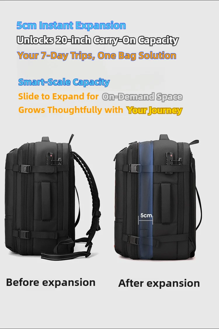 Tas Ransel Kompresi Vakum 35L yang Dapat Diperluas, Tas Laptop untuk Perjalanan dan Hiking dengan Penutup Tahan Air, Tas Ransel Ringan untuk Aktivitas Luar Ruangan
