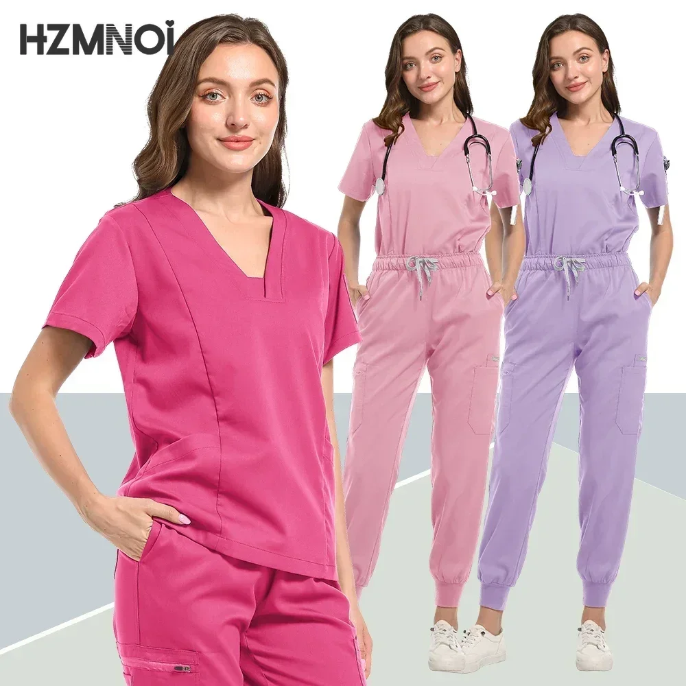 Uniforme d'hôpital pour animaux de compagnie avec poche, vêtements de travail à col en V pour femmes, uniformes d'infirmière