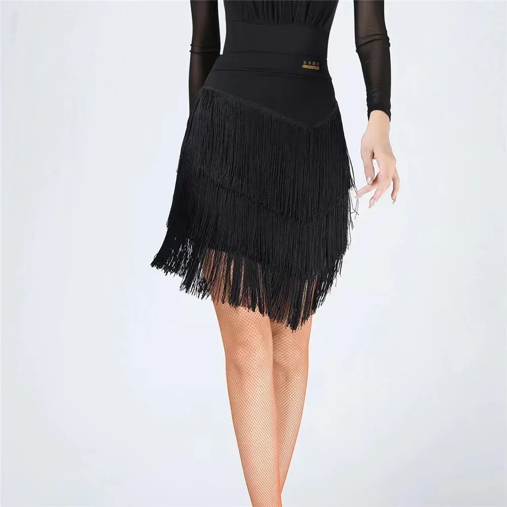 

Цельная танцевальная одежда для бальных танцев, румбы, самбы, танцевальная одежда с кисточками для взрослых, женский тренировочный костюм для чачи, женская юбка для латинских танцев