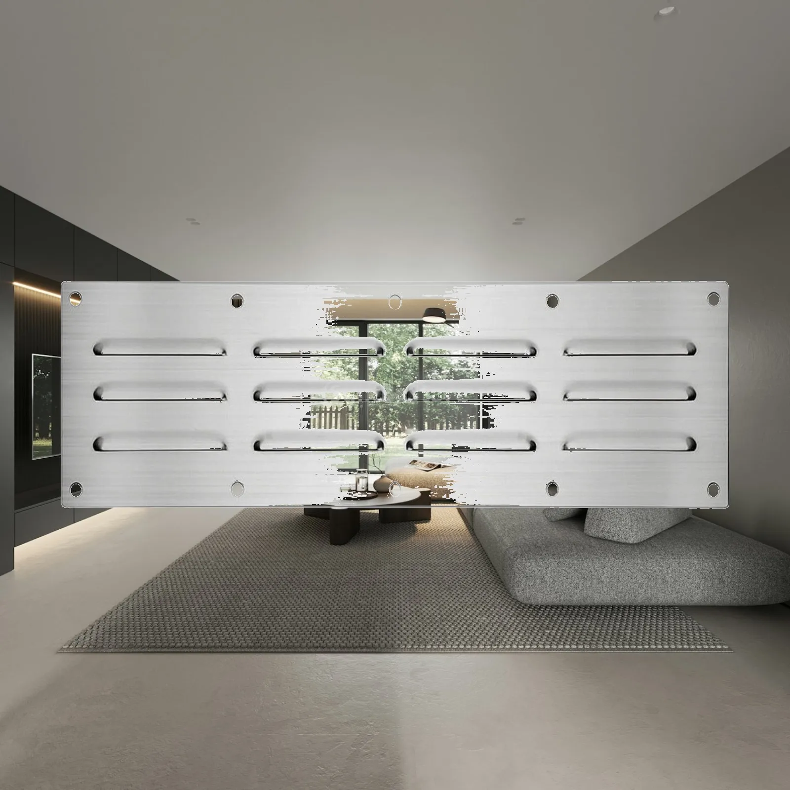 Outdoor Kitchen Vent Panel Stainless Steel Rectangular Wall Cover with Twelve Slots for Air Circulation