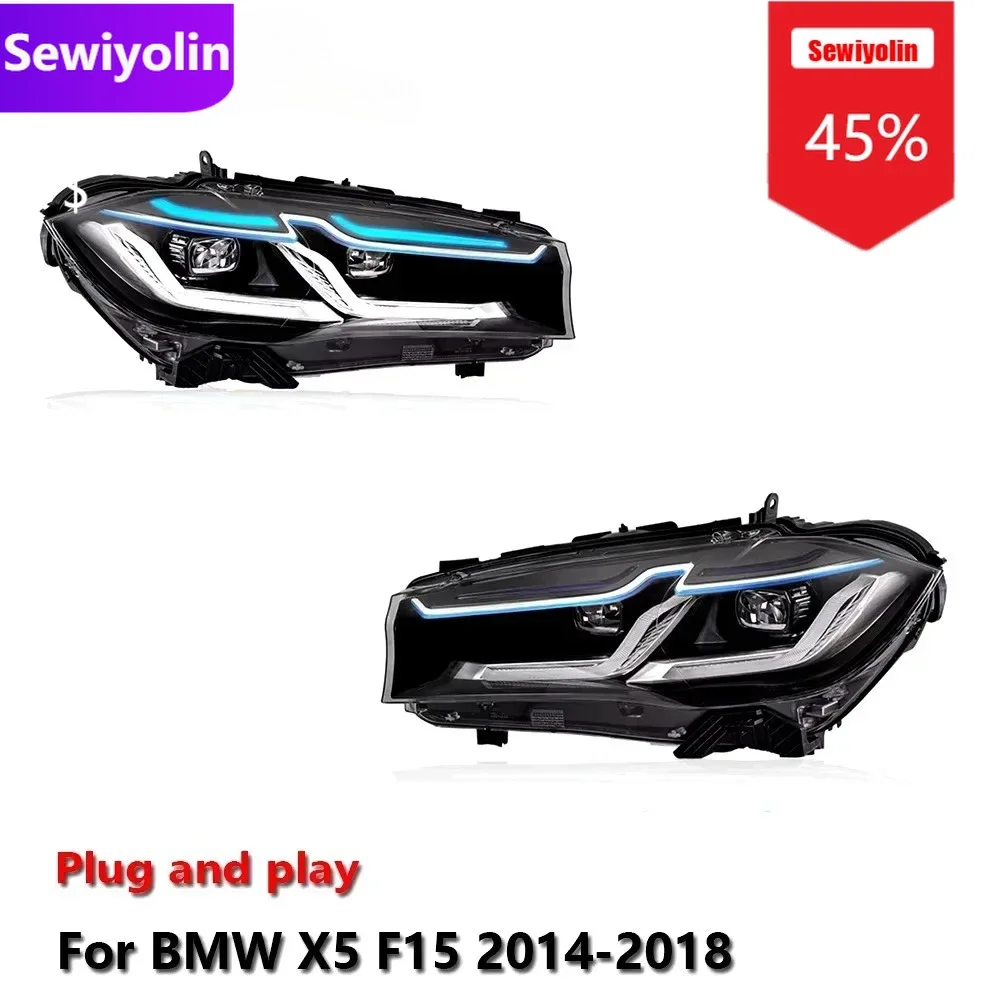 

Car DRL LED Headlight Light Assemblies For BMW X5 F15 2014-2018 Auto Fog DRL Brake Turn Signal Lamp Plug and Play