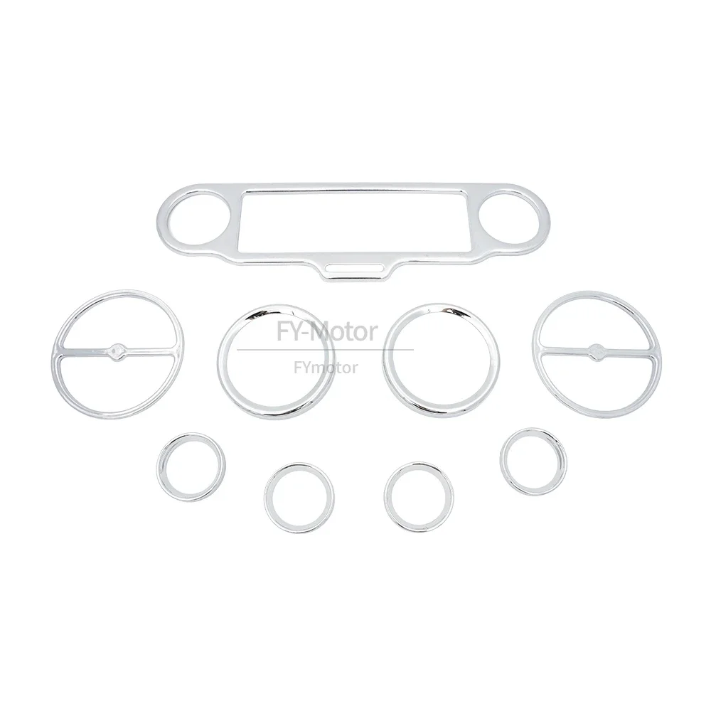 Motorcycle 9 PCS Stereo Accent Speedometer Speaker Trim Ring Set Fit For Harley Electra Street Glide Ultra Classic 1996-2013