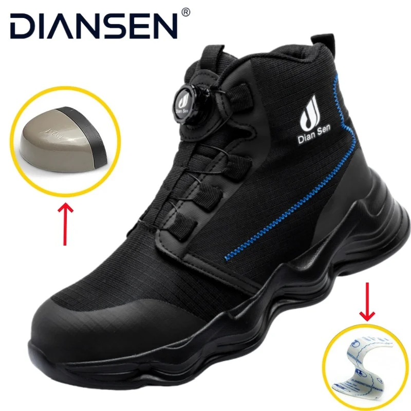 

Легкая защитная мужская защитная обувь со стальным носком, противопрокольные, противоскользящие, нескользящие, удобные рабочие ботинки для промышленной работы, мужские